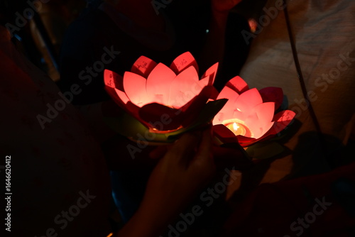 Lotus Lantern with Candle at Night – Vietnamese Cultural Festival
