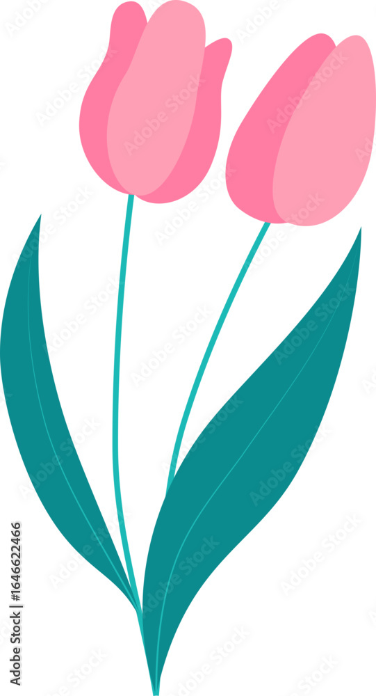 Obraz premium two natural pink tulip element