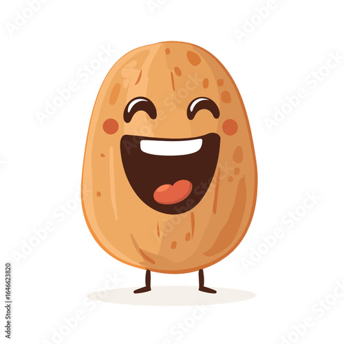 Joyful Potato Cartoon Character with Wide Smile and Tiny Legs