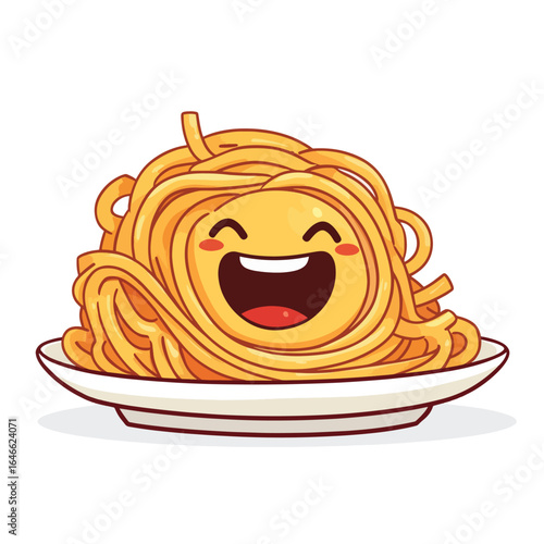 Joyful Spaghetti Cartoon Character on Plate (1)