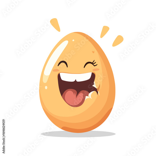 Laughing Egg Cartoon Character with Winking Eye and Missing Tooth Detail