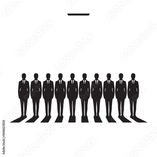 Business people silhouettes, group of standing business men and women
