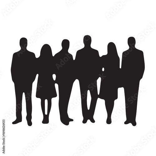 Business people silhouettes, group of standing business men and women
