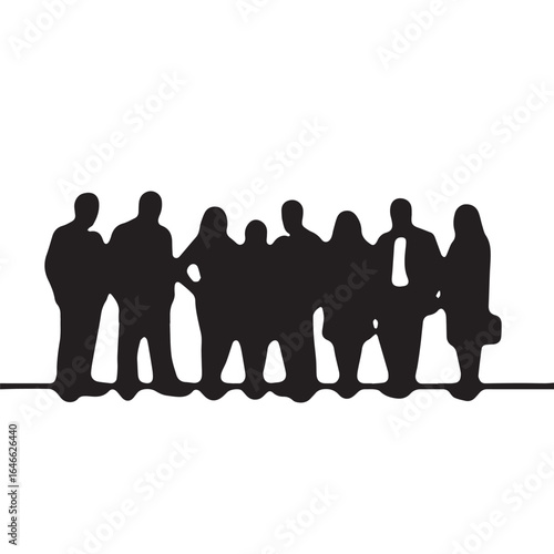 Business people silhouettes, group of standing business men and women
