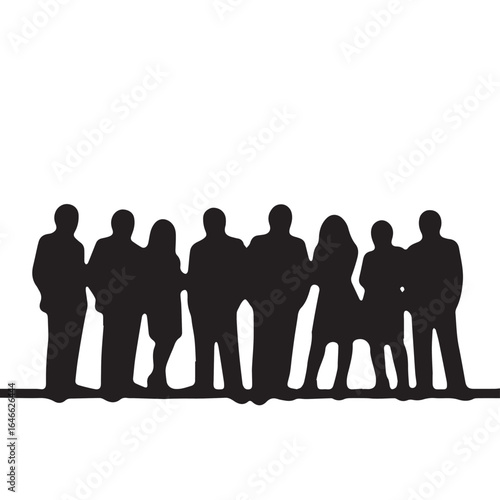 Business people silhouettes, group of standing business men and women
