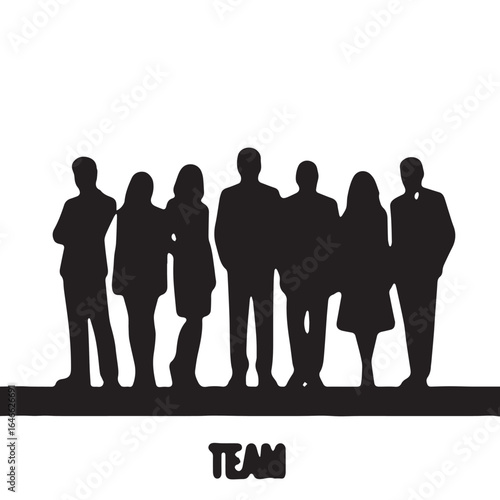 Business people silhouettes, group of standing business men and women
