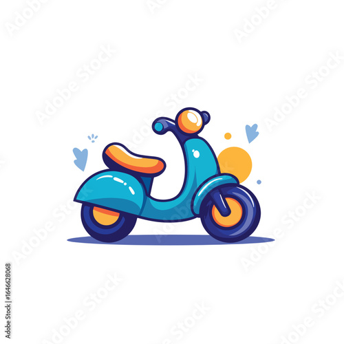 Playful Turquoise Scooter with Orange Seat and Decorative Accents