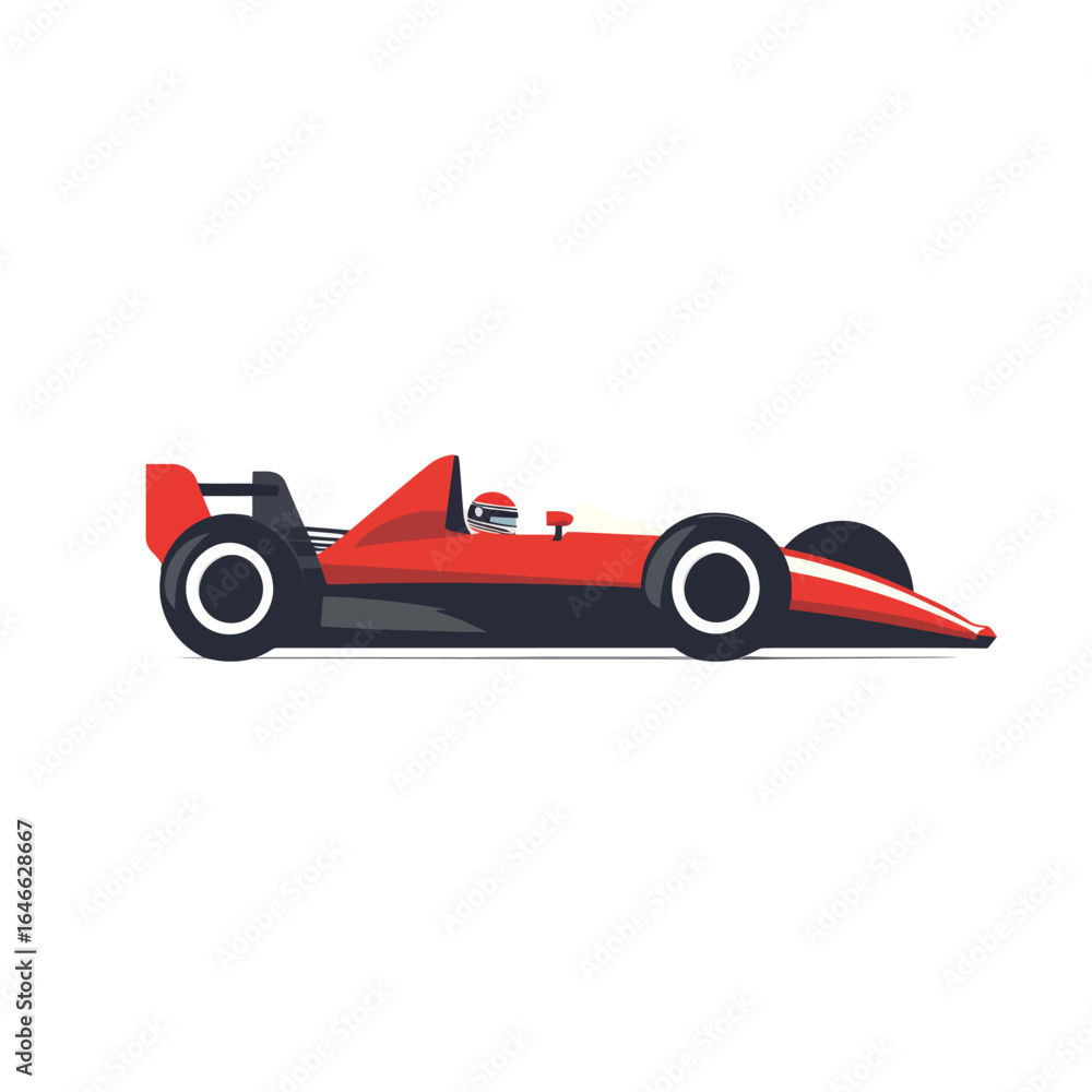 Obraz premium Red Formula One Race Car Side Profile Illustration