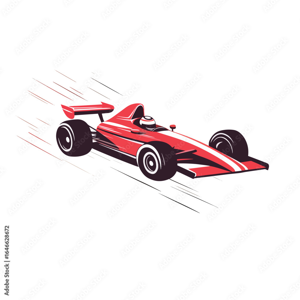 Obraz premium Red Formula Race Car in Motion Dynamic Angle