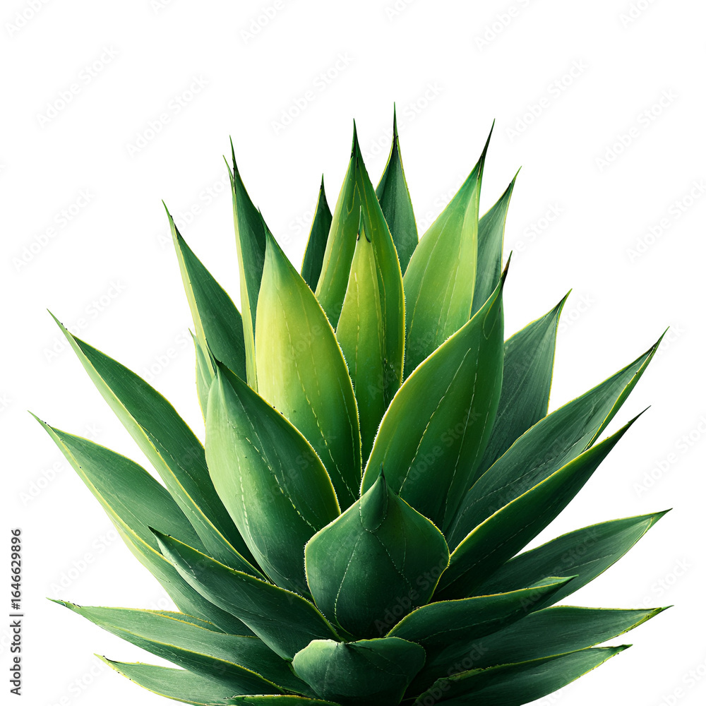 Fototapeta premium Lush Green Agave Plant Closeup Dark Background