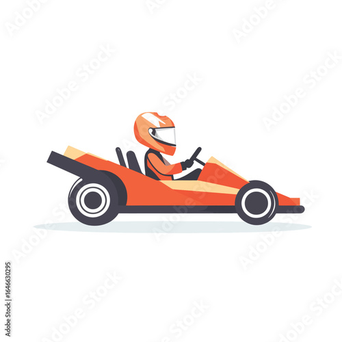 Side View of a Cartoon GoKart Driver in Action