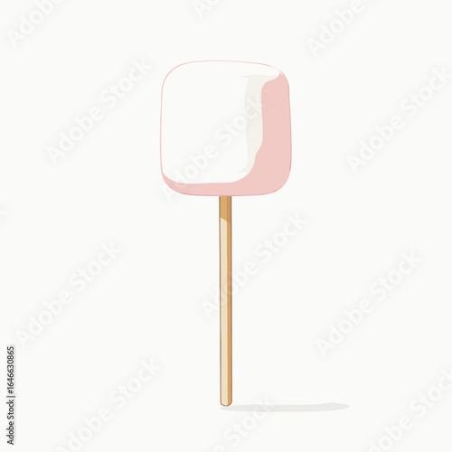 Simple Pink and White Rectangular Marshmallow on a Stick