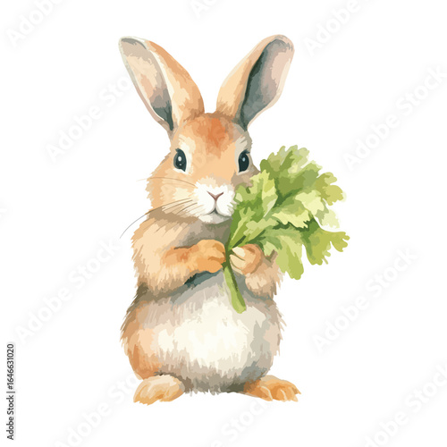 watercolor rabbit surrounded carrots illustration