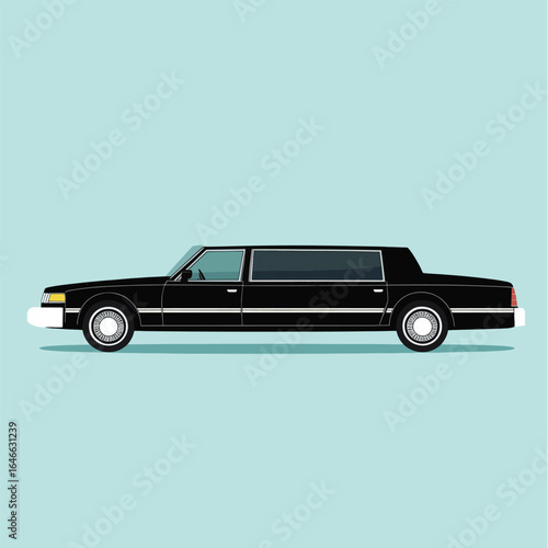 Sleek Black Limousine with White Accents and Detailed Wheel Design