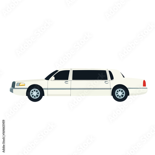Sleek Ivory Limousine with Dark Tinted Windows and Chrome Trim Detail
