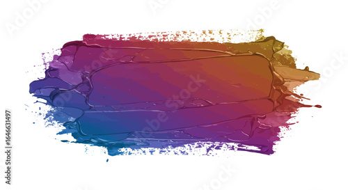 A textured rectangular paint stroke transitions from blue to orange with visible ridges