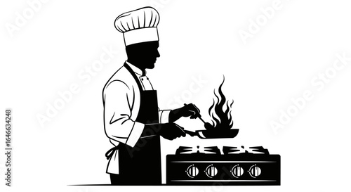 chef silhouette cooking delicious food culinary expertise restaurant menu design and food blog visual