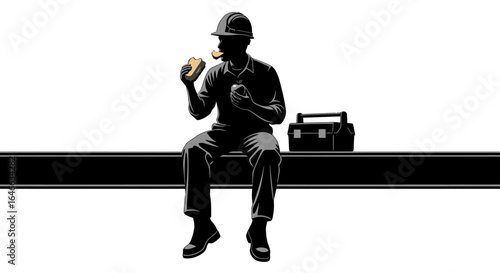 construction workers lunch break a silhouette illustration of hard work and welldeserved rest ideal for construction industrial and labor websites and publications