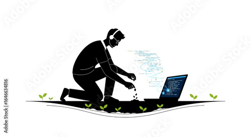 cultivating digital growth a programmer planting seeds of innovation and technological advancement