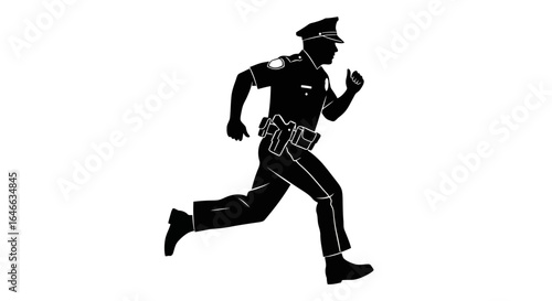 police officer in pursuit dynamic silhouette illustrating urgent response law enforcement action and crime scene investigation