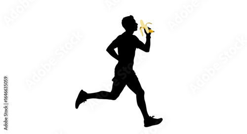 silhouette of runner fueling up with a banana active lifestyle energy boost healthy snack on the go