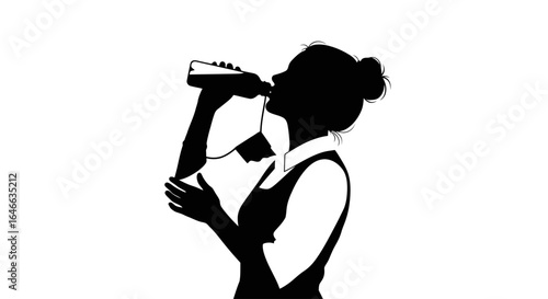 refreshing hydration silhouette of a woman quenching thirst perfect for health wellness and lifestyle designs