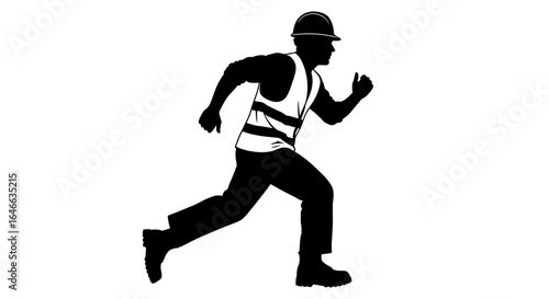 urgent action construction worker rushing to solve a problem showing speed efficiency and dedication in the workplace