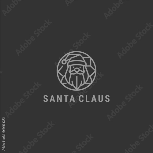 Santa Claus logo with festive, cheerful style for joyful and holiday themed branding.