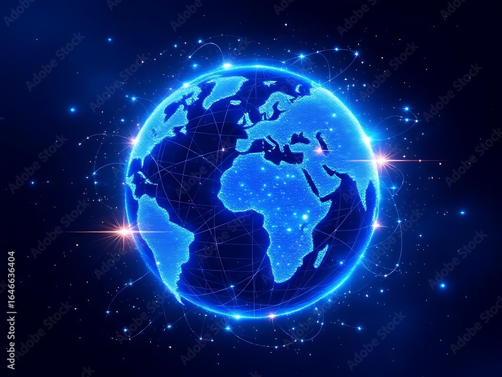 Fototapeta premium Global network connection digital world technology futuristic earth communication concept design on transparent background
