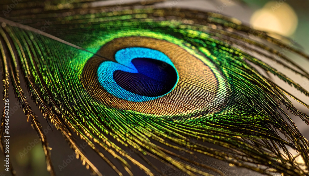 Fototapeta premium Peacock Feather in Vibrant Colors