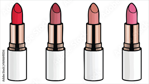 luxury lipstick collection mockup vector art isolated white