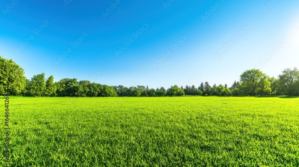 Obraz premium Serene Green Meadow Under a Summer Sky