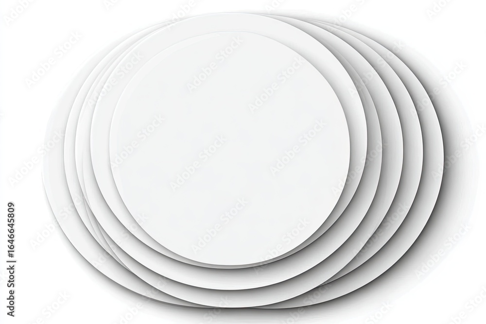 Obraz premium Stacked circles, layered white forms