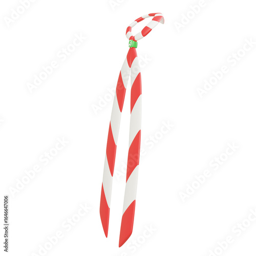 Red and white striped scout neckerchief isolated on white background, traditional Indonesian Pramuka uniform accessory, front fold with knot, 3D rendering illustration.