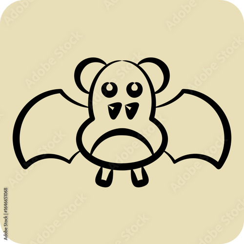 Icon Bat. related to Halloween symbol. hand drawn style. design editable
