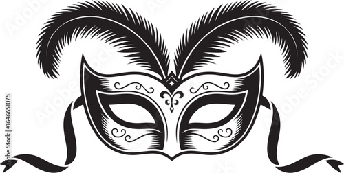 Masquerade Mask Vector Illustration for Costume Ball Carnival Celebration