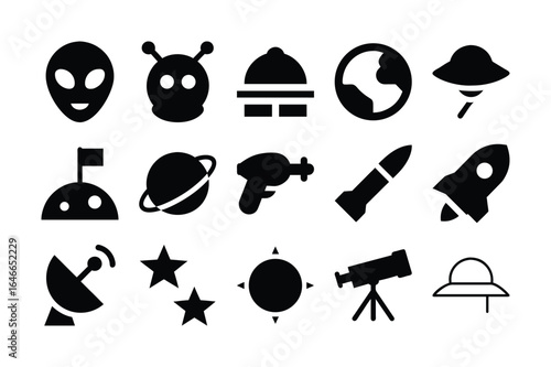 Space and Astronomy Icon Set, Vector Illustration