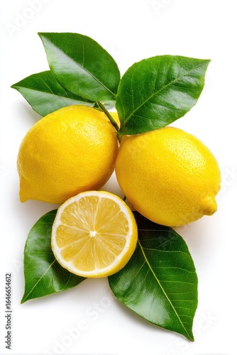 Wallpaper Mural Fresh lemons with leaves on white background Torontodigital.ca