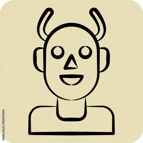 Icon Devil. related to Halloween symbol. hand drawn style. design editable