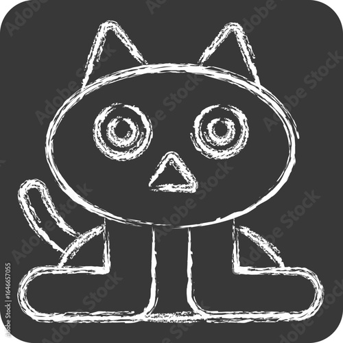 Icon Cat. related to Halloween symbol. chalk Style. design editable