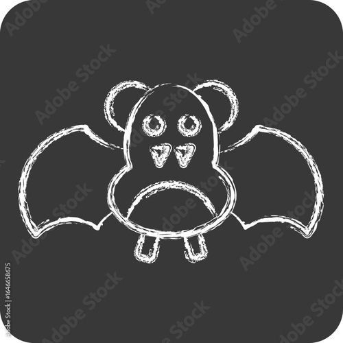 Icon Bat. related to Halloween symbol. chalk Style. design editable
