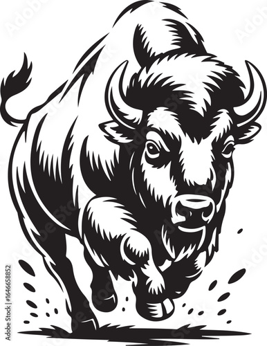 Wallpaper Mural Powerful Bison Charge Vector Illustration - Wildlife Animal Graphic Design Torontodigital.ca
