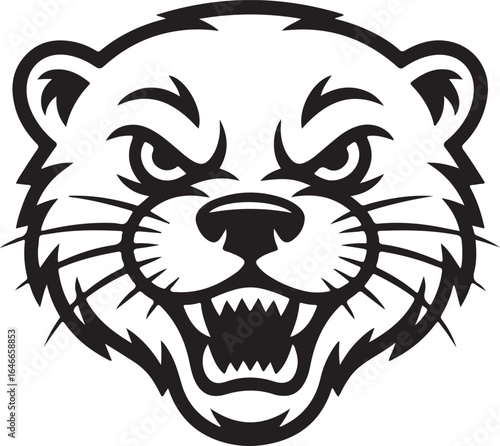 Wallpaper Mural Aggressive Cougar Head Vector Illustration with Snarling Teeth and Fangs Torontodigital.ca