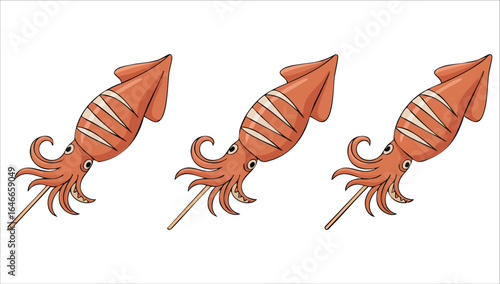 grilled cephalopod delicacy vector graphic plain backdrop