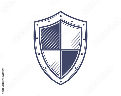 Wallpaper Mural Shield with geometric sections, vector illustration, heraldic emblem for security, protection, insignia with border. Torontodigital.ca