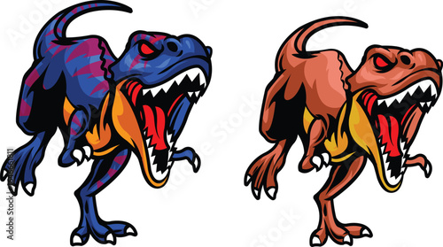 Illustration of velociraptor dinosaur with detailed artwork