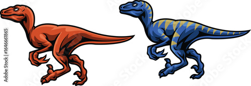 Illustration of velociraptor dinosaur with detailed artwork