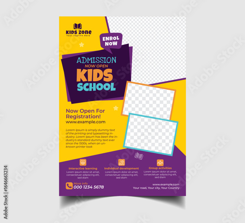 Kids' Admission Flyer Design Vector Illustration 