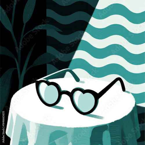 Love shape sunglasses on the beach