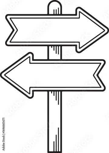Blank arrow signpost with two directions pointing left and right